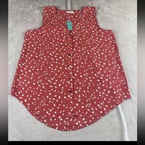 Maurices womens pink sleeveless light button up blouse size Large